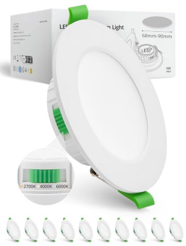 HOMEOW LED Einbaustrahler 230V 68mm – 80mm Lochmaß, 5W LED Spot | Warmweiß Neutralweiß Kaltweiß, Einbauleuchten Deckenspots Einbau Ultra Flach IP44 für Bad, 10er Set
