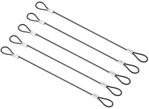 PATIKIL Cavo Di Sicurezza Cavo 20cm 2mm Cavo Doppio Anello 5Pz | Acciaio Inossidabile, Per Illuminazione Palco Lucchetto Bagagli, Nero