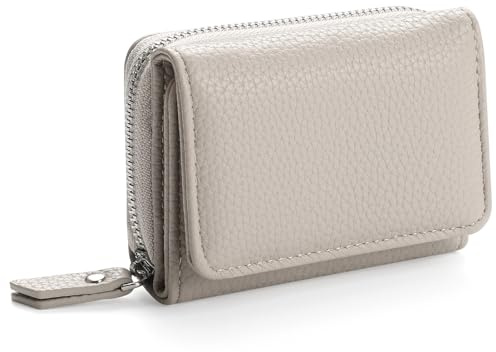 RRANCharltu Geldbörse Damen klein Leder Mini Portemonnaie,Grau | Kleiner Geldbeutel Damen,Portmonee Kunstleder,Geräumiges Reißverschluss-Münzfach,6 Kartenfächer,Brieftasche,Kompakt & Leicht