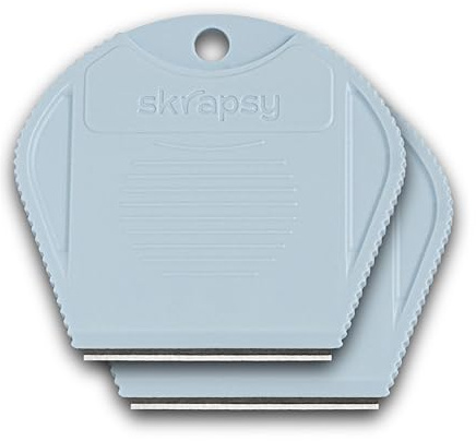 skrapsy - Der Universalschaber (Blau) 2er-Set, Kochfeldschaber, Glasschaber, Küchenschaber, Skrapsy für Kochfeld, Schaber für Klebereste