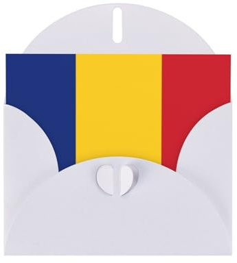 Flag of Romania Greeting Card with White Envelope Holidays Birthdays Weddings Anniversaries Write Unique Blessings
