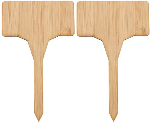 Sewroro 20 Pezzi Etichette per Piante in Bambù Naturale a Forma di T, Cartelli Miniatura per Giardino e Vivaio, Accessori per Vasi Scrittura Personalizzabile, per Etichettare Piantine