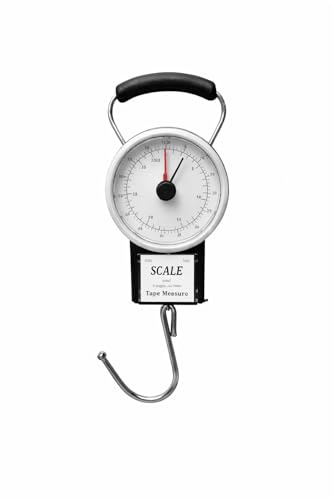 Bilancia per bagagli con metro a nastro 1 m metro a nastro portatile analogico da appendere bilancia per bagagli da viaggio aerea capacità di peso 34 kg valigia resistente bilancia fino a borsa da