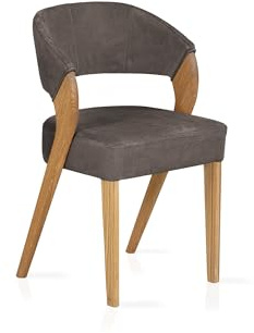 ALONA Polsterstuhl, Material Massivholz/Bezug Kunstleder, Eiche, espresso