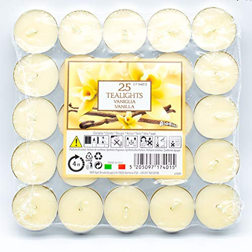 TEALIGHT candele PROFUMATE- PEZZI 50- DURATA 4 ORE- (VANIGLIA)