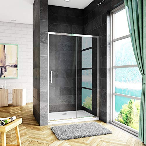 Mato Box Doccia Porta Scorrevole Per Nicchia 160x185cm In Vetro Temperato Trasparente Da 5mm Ingresso Laterale