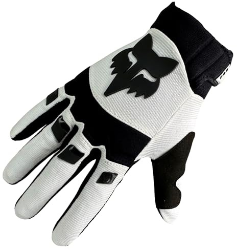 Guantes Fox Dirtpaw Bicicleta MTB MX Cross de Dedo Largo (Blanco, S = Pequeño)