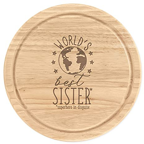World's Best Sister Wooden Chopping Cheese Board Round 25cm