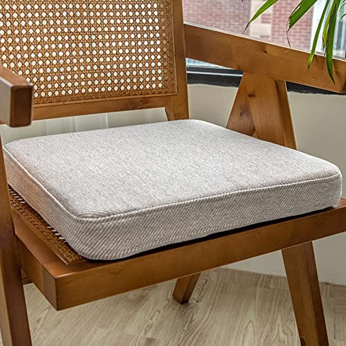 Yadlan Booster Cushion Dining Chair, Kitchen Chair Seat Pads, Thick Chair Seat Cushions for Armchairs Memory Foam 6cm/2.4in, with Washable and Removable Cotton and Linen Fabric Beige