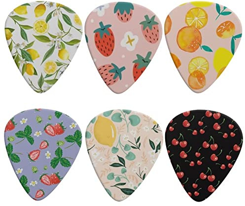 Jeiento Cute Guitar Picks 6 Pack Guitar Plektrums for Guitar Electric Acoustic Mandoline Bass, Medium 0.96mm