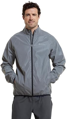 Mountain Warehouse 360 Reflektierende Jacke für Herren - Wasserfeste Unisex-Regenjacke, atmungsaktiv, Regenmantel mit durchgehendem Reißverschluss - Radfahren und Laufen Silber 2X-Large