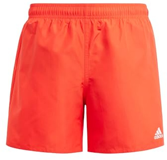 adidas Niños Classic Badge of Sport Swim Shorts, Bright Red/White, 7-8 Years