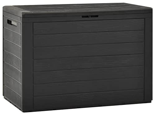 FIRBNUS Gartenschrank 78x44x55 cm Outdoor Gartenbox 190 L Gartentruhe Auflagenbox Kissenbox Box mit Deckel Garten Aufbewahrungsbox Abschließbare Box Storage Boxes Anthrazit Polypropylen