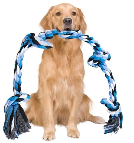 QUIIEOSKIA Indestructible Dog Rope Toys for Large Medium Breed Chewers - 35in 5 Knots Indestructible Dog Rope Toy, Durable Dog Toys for Medium Large Breeds, Teeth Cleaning