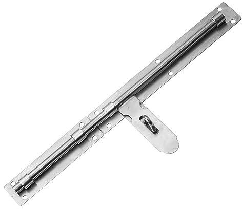 Lokatall Sliding Door Lock, 16 Inch Latch Door Lock Slide Lock with Padlock Clasp Lockable Sliding Door Bolt Solid Stainless Steel Sliding Tower Bolt Latch Lock for Security Wooden Gates Garden Shed