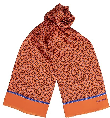 Chiccheria Brand X So Milano Seidenschal – 100% Seide – Made in Italy – hochwertiger Herrenschal STIRRUP (Steigbügel-Muster) und Fransenabschluss | 160cm | Bekannt aus GQ