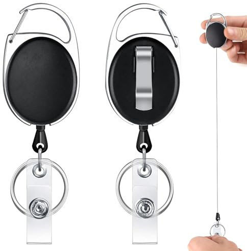 Quelcc Schlüsselanhänger Ausziehbar, 2 Stück Ausweishalter, Schlüsselband Ausziehbar, für ID Badge Holder, Kartenhalter, Schlüsselkarten