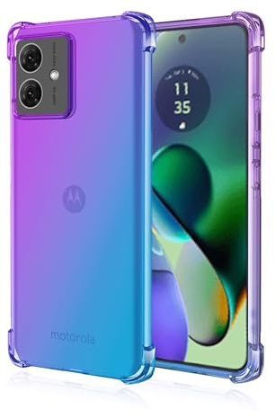 Dedux Funda para Motorola Moto G54 5G, [Refuerzo de Cuatro Esquinas] Carcasa Gradiente Transparente TPU Suave Funda Case (Violeta/Azul)