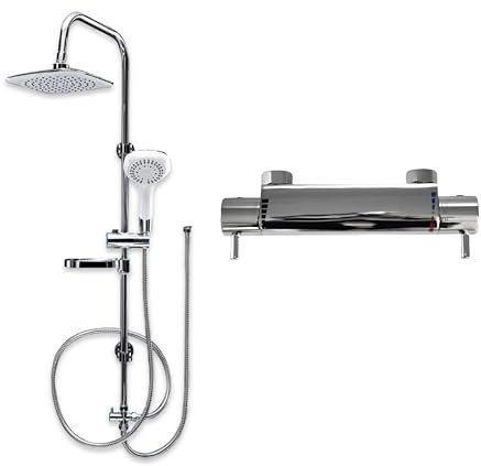 AQUALONA® Aquacapri Shower Column, Overhead and Hand held Shower with 5 Different Sprays with Aqualona's Mixer (Aqua Capri Spa Column with Downward Mixer)