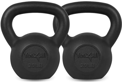 Yes4All Kugelhantel 2er Set Gusseisen 9.1 kg Kugelhantel für Hantelgewichte Übungen, Fitnessstudio, Fitness, Ganzkörpertrainingsgeräte Push Up, Grip und Krafttraining