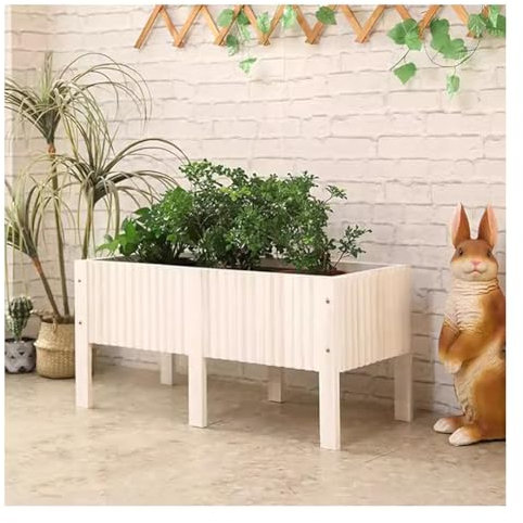 Erhöhtes Gartenbett, Erhöhte Hölzerne Gartenbau Planter Box Mit Beinen Stehend Wachsendes Bett Für Garten/Garten/Patio/Balkon Pflanzen Von Gemüseblumen Kraut (Farbe : Weiß, Größe : 116x40x45cm)