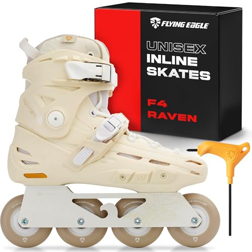 Flying Eagle F4 Raven Freeskates - Inline Skates Adult, Inline Speed Skates for Adults, Outdoor Roller Skate, Skating Shoes, Rollerskates Adult - Sand White, Women's Size: 11 US / 43 EU