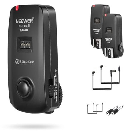 NEEWER FC-16 2.4G Wireless Camera Shutter Studio Flash Trigger with Two Receivers, Compatible with Nikon D7100 D7000 D5100 D5000 D3200 D3100 D600 D90 D800E D800 D700 D300S D300 D200 D4 D3S D3X D2Xs