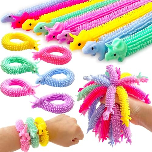 LATERN 40 Stück Zappel Dehnbare Schnüre, 20CM Sensorisches Dinosaurier-Schnurspielzeug Beruhigende Dehnbare String-Fidget für Kinder Erwachsene Gegen Angstzustände Zappeln, Kindertag Partygeschenke