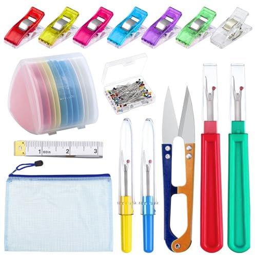 WUERKIYA Kit De Descosedor De Costura, Descosedor y Quitahilos De 74 Piezas, Descosedor De Hilo Profesional Grande y Pequeño con Tijera De Corte para Coser
