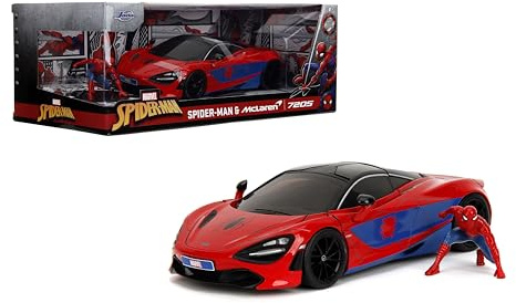 Jada Marvel Spider-Man 1:24 McLaren 720S Die-Cast Car & 2.75 Miles Morales Figure, Toys for Kids and Adults