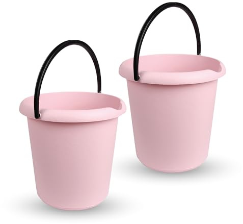 Eimer (2 Stück) Haushaltseimer, 5 Liter, in vers. Farben, Putzeimer aus Stabilem Kunststoff, BPA-frei, Kunststoffeimer Made in EU (Rosa)
