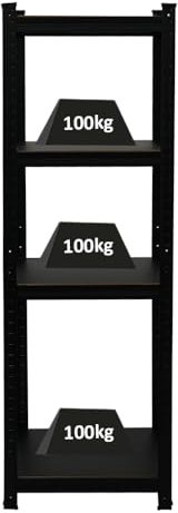 PROREGAL All Black Series étagère pour Charges Lourdes Ragnar | HxLxP 150x45x45cm | Capacité de Charge 100kg | Noir Mat