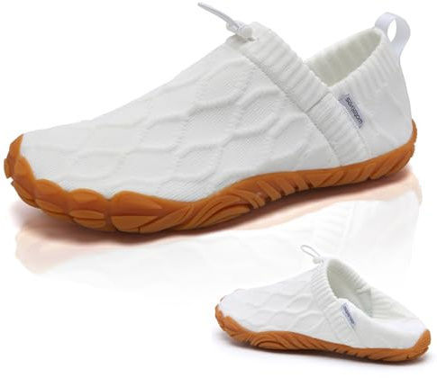 WateLves Barfußschuhe Damen Herren Zehenschuhe Traillaufschuhe Weich Hausschuhe Bequem Barfussschuhe Fitnessschuhe Männer Frauen Trainingsschuhe für Joggen Wandern Minimalistische (097Weiß,40EU)