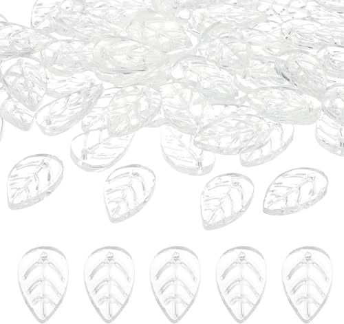 PATIKIL Bladpärlor, 100 st kristallbladspärlor genomskinliga tjeckiska glaspärlor distanspärlor för gör-det-själv smyckestillverkning armband halsband, vit, Glas/glaserat, Pärla