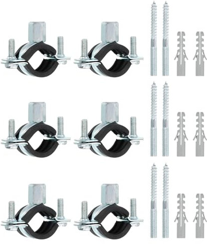 sourcing map 20 Pcs Adjustable Pipe Bracket Clamp, 3/4(19mm) Wall Ceiling Mount Split Ring Pipe Hanger Galvanized Iron Pipe Strap Support with Screw & Expansion Tube for Pipe Tube
