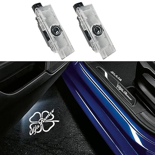 No Fade Car Door Lights Logo Compatible with Alfa Romeo Led Welcome Lights Accessories for Giulia 952 Stelvio 949 Tonale Giulietta 159 Brera Spider Mito