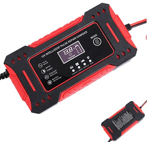 Ladegerät für Autobatterie, Motorradbatterieladegerät - Tragbares Kfz-Batterieladegerät 12V 6A,Elektroauto-Batterieladegerät, Batterie-Desulfator, Erhaltungsladegerät für Auto-Motorrad-LKW