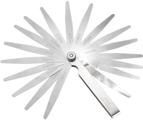 sourcing map Spessimetro metrico 0,01-1,0 mm 18 lame affusolate Feeler Gauge Set in acciaio inox per misurare la larghezza del divario kit di strumenti per riparazione valvola candela chitarra