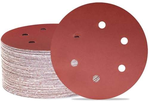 Meccion 50 Dischi Abrasivi 150mm con 6 Fori - Carta Vetrata a Strappo per Smerigliatrice Orbitale - Grana 1200