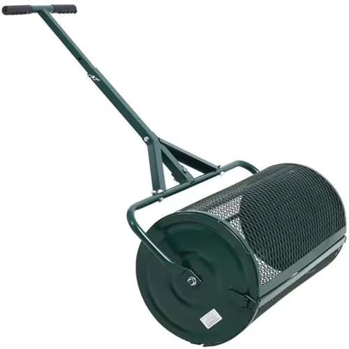 Épandeur de compost et de mousse de tourbe de 24 pouces - Épandeur de gazon polyvalent robuste pour terre végétale, fumier, engrais, paillis - Maille métallique durable, poignée réglable en forme de