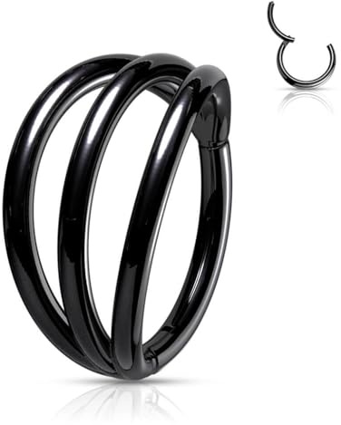 Stachelkleid Titan Ring Dreireiher Clicker Piercing Ohr Helix Tragus Medusa Daith