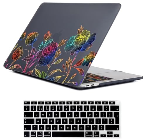 Fancity Hülle für MacBook Pro 13 A2338/A2289/A2251/A2159 2022-2016 M2 M1 | Harte Kunststoff Schutzhülle für Mac Pro 13” A1989 / A1706 / A1708 mit Touch Bar & Touch ID, Tastatur Abdeckung, Color Rose