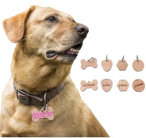 Hundemarke mit Gravur Massivholz beidseitig inkl mit Schlüsselring | 4 Formen | Hundeknochen, Anhänger | Personalisiere Adresse & Namensschilde (6)
