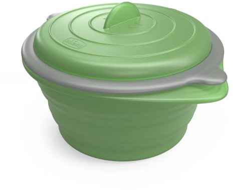 Chicco Vaporiera Pieghevole in Silicone, Vaporiera per cottura alimenti a vapore, Preserva nutrienti, Utilizzabile in Microonde o Sopra un Pentola, 100% Silicone, Lavabile in Lavastoviglie, 0 mesi+