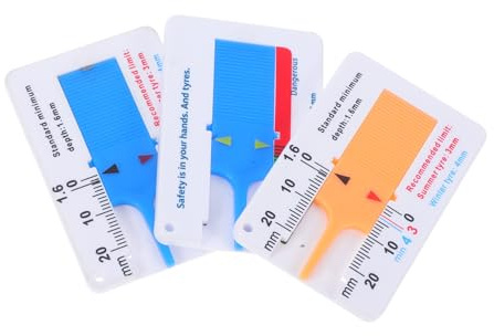 MAGICLULU Medidor de Profundidad Plástico E Hierro, 3 Piezas, 0-20mm, Medición Precisa y Portátil, Banda de Rodadura de Neumáticos para Camión