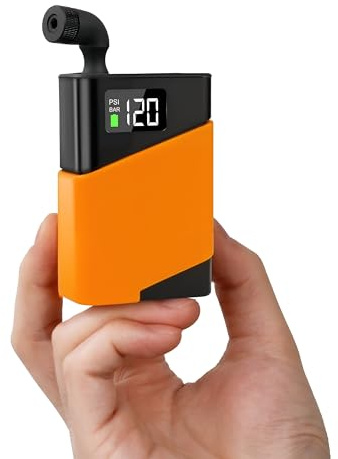 Mini Pompe à vélo, gonfleur de pneus Portable 120 PSI avec valves Presta et Schrader, Convient pour vélo de Route, Moto, VTT, Ballon de Sport (Jaune)