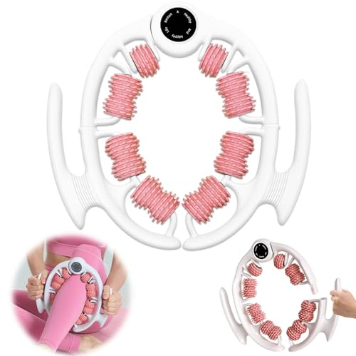 Manuelles Anti-Cellulite Massagegerät, Massageroller Beine für Lymphdrainage, Faszienmassagegerät Linderung von Muskelbeschwerden und Schmerzen, Massage von Beinen, Armen, Po und Bauch, Rosa