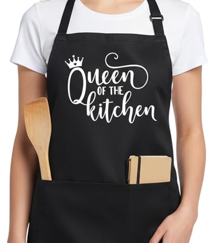 HiTjK Apron for Women, Funny Aprons for Women, Personalised Apron for Cooking, Baking and BBQ