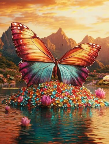 Diamond Painting Mariposa superficie mar Diamond Painting Adultos, Manualidades Adultos DIY Cristal Pintura De Diamante ,kits Pintura de Diamantes 5D, arte Diamante Completo para Decor 80x110cm s-145