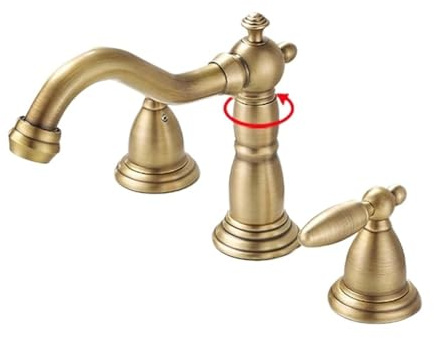 Robinet de lavabo à bec fixe à 3 trous monté sur le pont à double poignée mélangeur chaud et froid en laiton pour évier de salle de bain (bec pivotant antique)